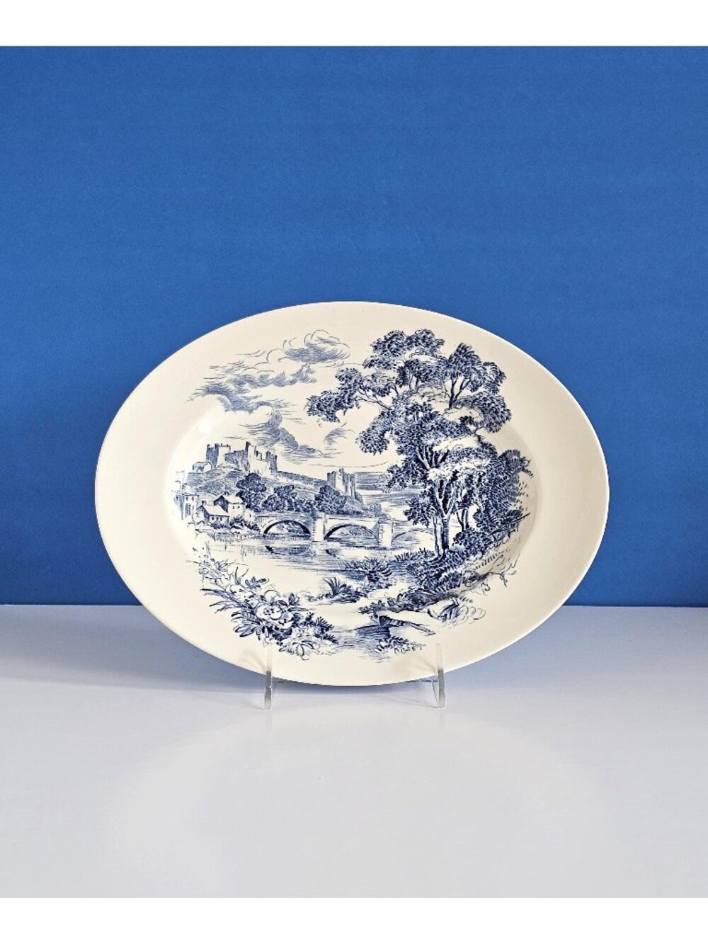 Enoch Wedgwood Countryside Blue Meat Platter, English Transferware